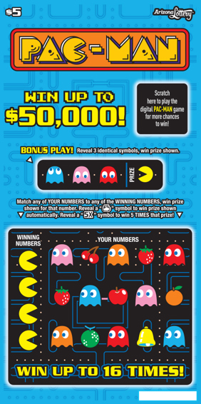 PAC-MAN, Win Up To $50,000, Win Up To 16 Times