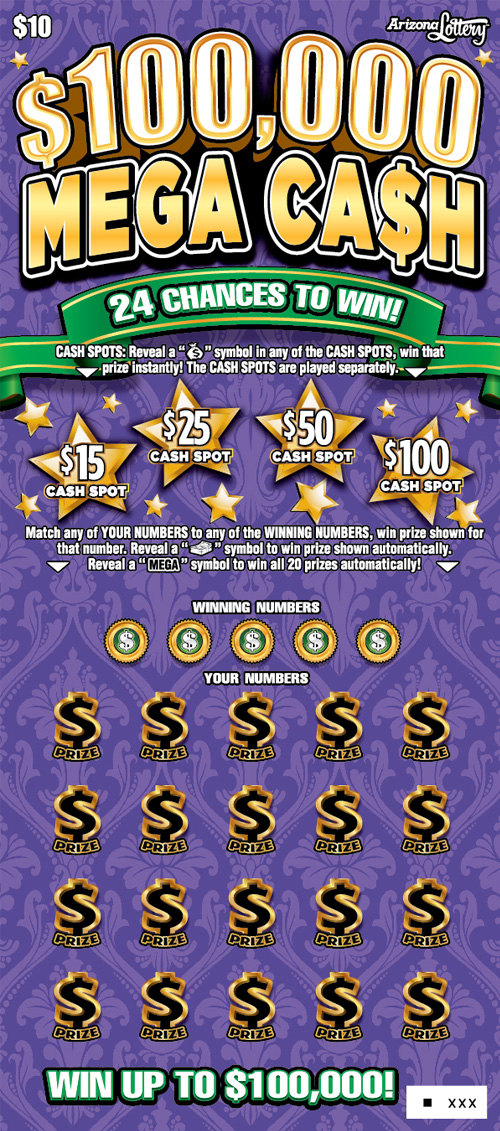 $100,000 Mega Cash, $10 Ticket, 24 Chances to Win, Win Up To $100,000